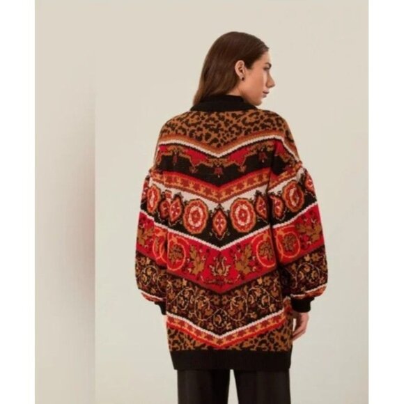 Farm Rio Ainika Tiles Knit Cardigan Oversized Cardi Size S NWT $248 - Picture 2 of 5
